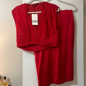 Zara Red Silk Set